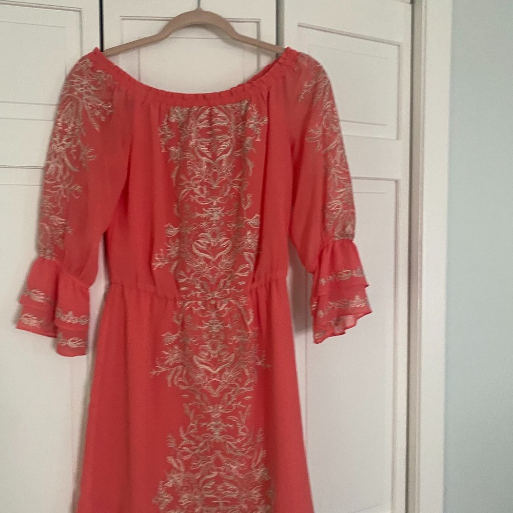 White House Black Market Coral Off The Shoulder Mini Dress Size XS